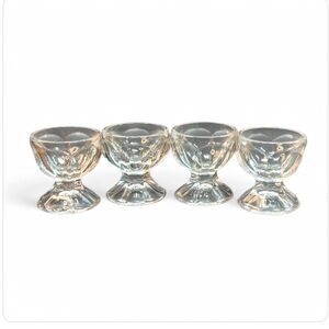 4 antique Open Clear Pedestal Salt cellar egg holder Duncan & Miller, Circa 1905